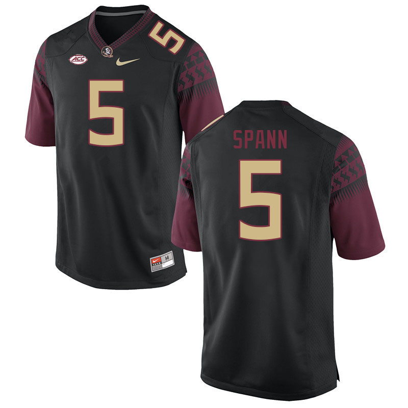 Men #5 Deuce Spann Florida State Seminoles College Football Jerseys Stitched-Black